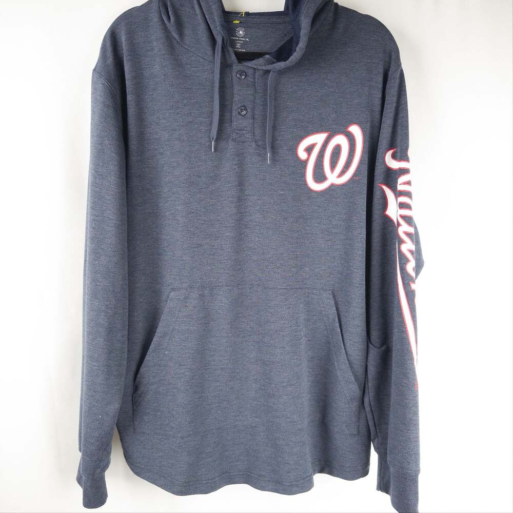 Washington Nationals MLB True Fan Navy Heathered Pullover Hoodie
